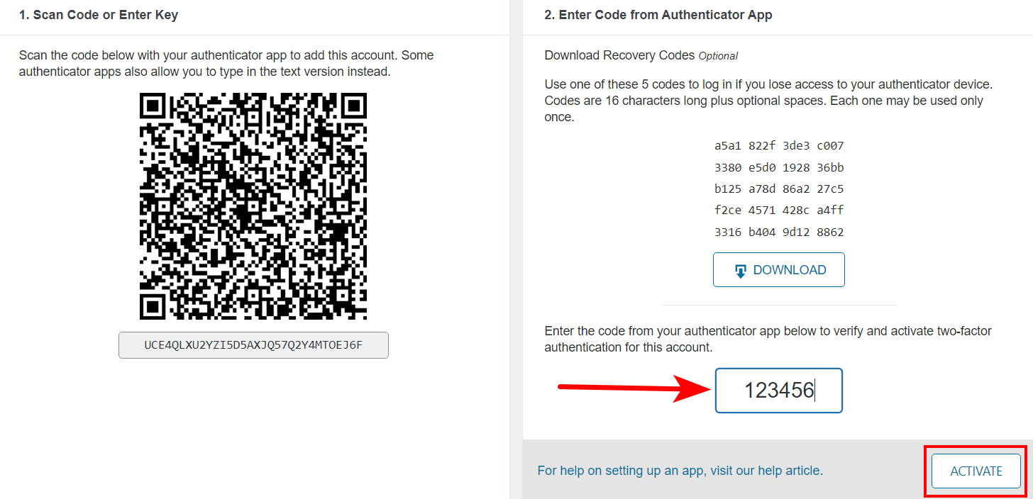 Bảo mật Website WordPress hiệu quả bằng các phương pháp tốt nhất 54 Nhập mã rồi bấm Active
