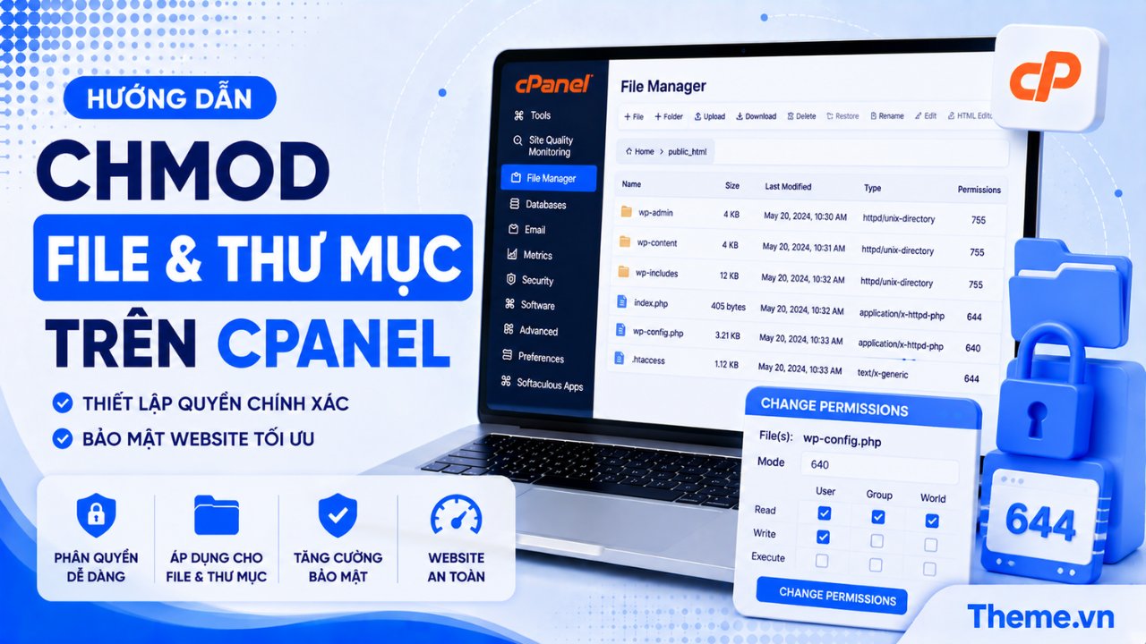 CHMOD file và thư mục trên hosting cPanel - Theme.vn