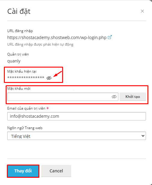 Hướng dẫn đổi mật khẩu WordPress