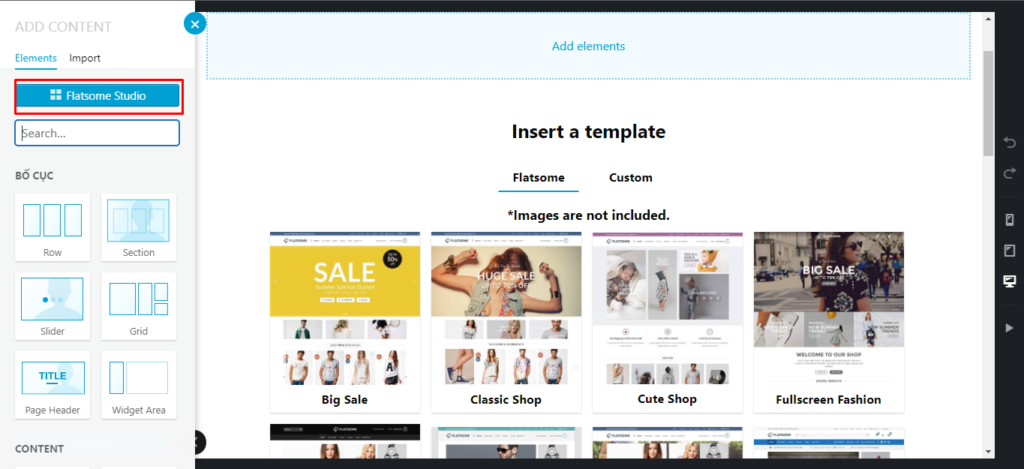 Hướng dẫn tạo Trang với thiết kế có sẵn bằng Flatsome Studio