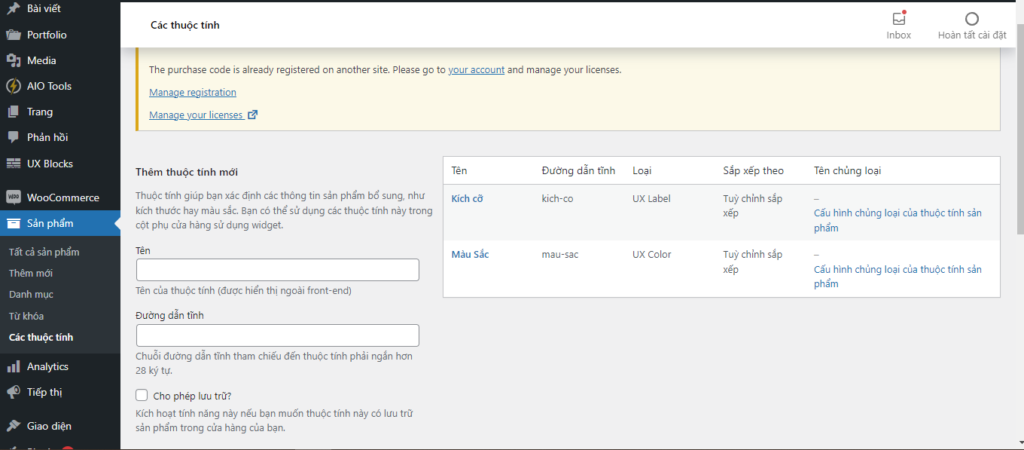 Hướng dẫn sử dụng biến thể WooCommerce