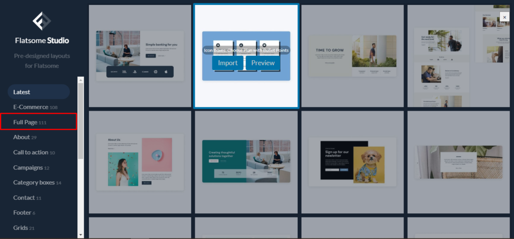 Hướng dẫn tạo Trang với thiết kế có sẵn bằng Flatsome Studio