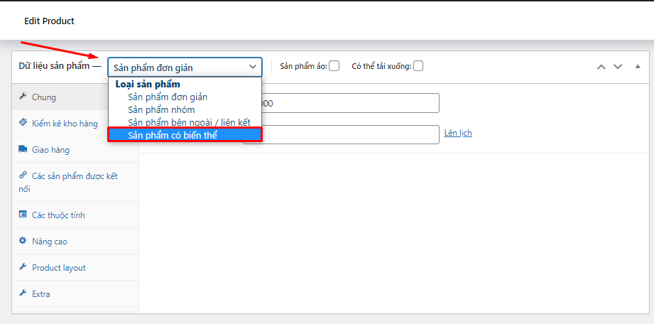 Hướng dẫn sử dụng biến thể WooCommerce