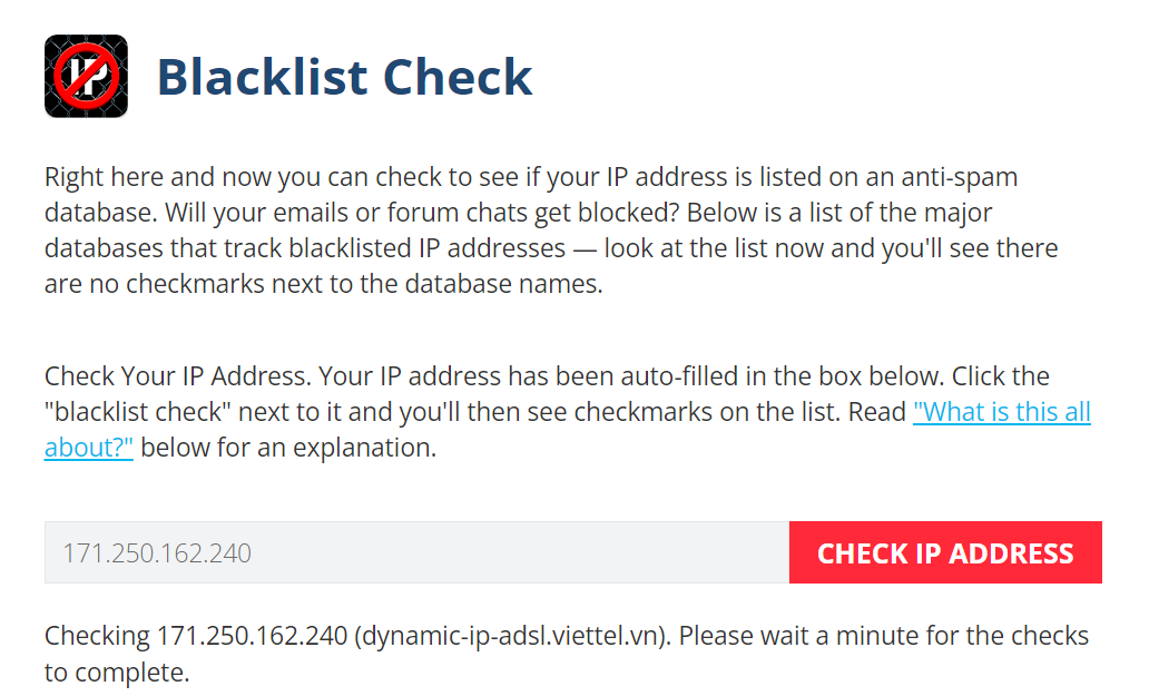 kiểm tra ip bị cho vào danh sách đen