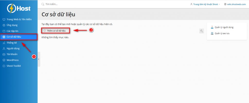 Tạo cơ sở dữ liệu mới.