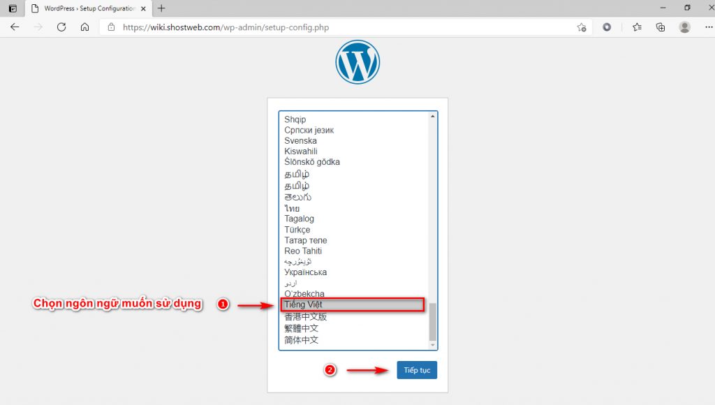Thiết lập nhanh WordPress 1.