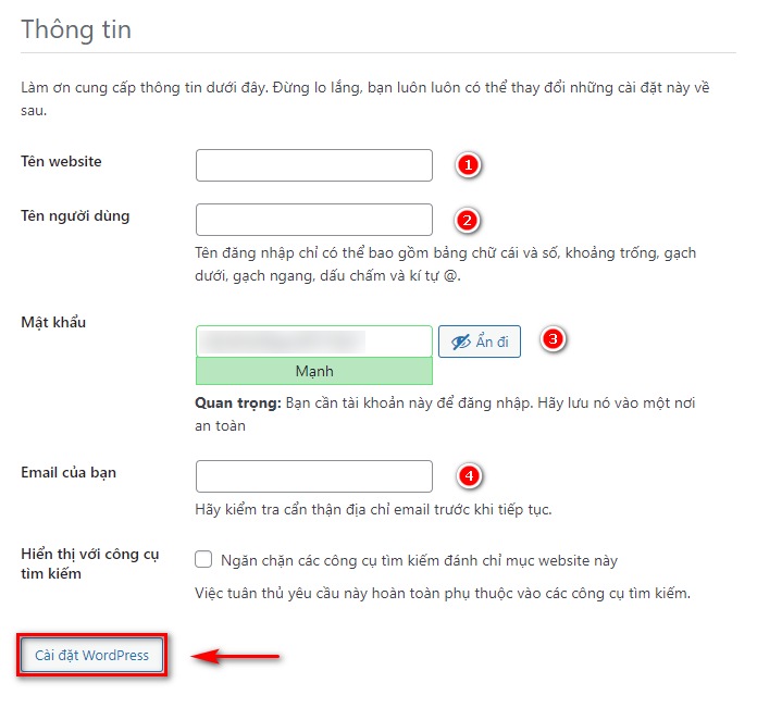 Thiết lập nhanh WordPress 5.