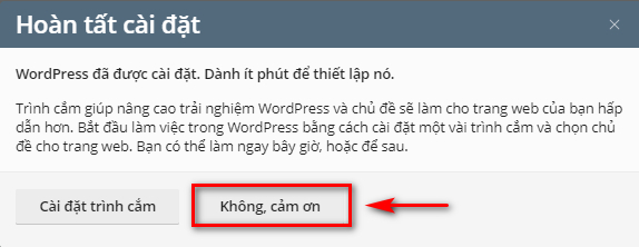 Thông báo hoàn tất cài đặt.