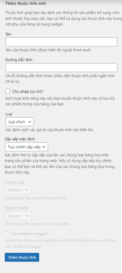 Hướng dẫn sử dụng biến thể WooCommerce