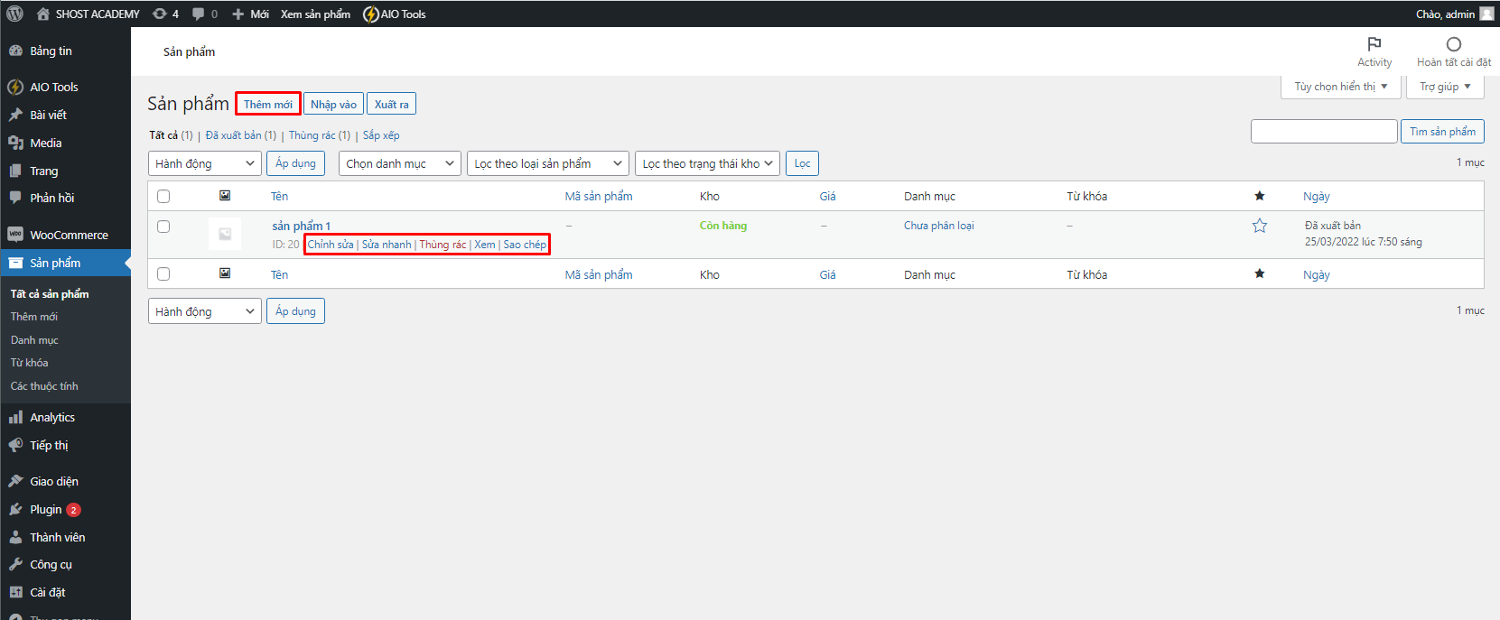 Woocommerce - Hướng dẫn quản lý sản phẩm
