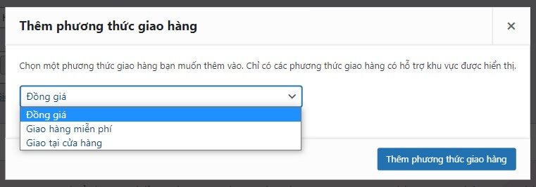 Các phương thức giao hàng mặc định trong WooCommerce