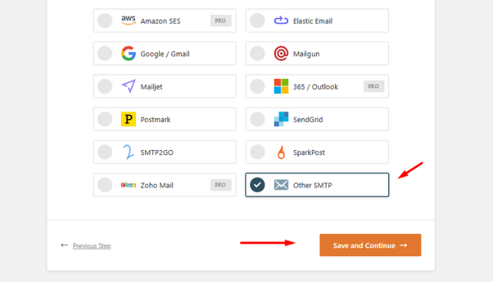 Chọn Other SMTP làm phương thức gửi email trong WP Mail SMTP